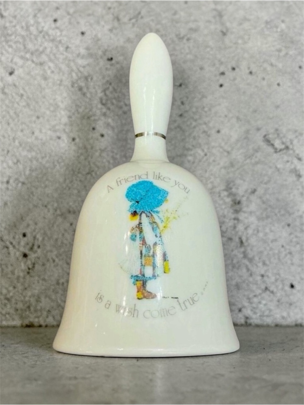 Vintage Holly Hobbie Porcelain Bell A Friend Like You is a Wish Come True